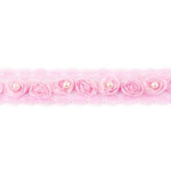 Spitzenborte mit Perlen Breite 25mm Rosa